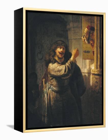 Samson Threatening His Father-In-Law-Rembrandt van Rijn-Framed Premier Image Canvas