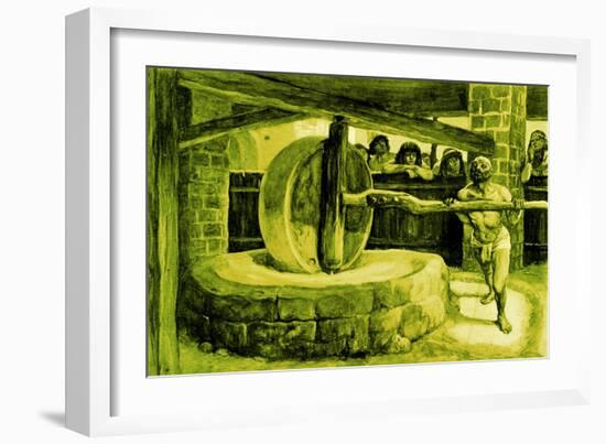 'Samson turns the mill in prison' - Bible-James Jacques Joseph Tissot-Framed Giclee Print