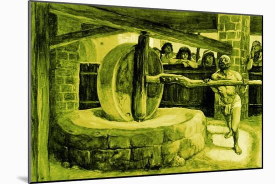 'Samson turns the mill in prison' - Bible-James Jacques Joseph Tissot-Mounted Giclee Print