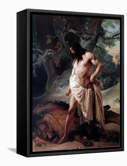 Samson Watches the Lion He Just Killed with Bare Hands (Oil on Canvas, 1842)-Francesco Hayez-Framed Premier Image Canvas