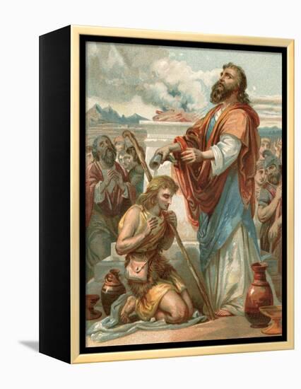 Samuel Anointing David King of Israel-English School-Framed Premier Image Canvas