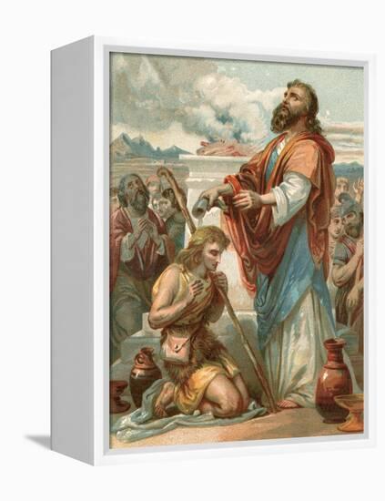 Samuel Anointing David King of Israel-English School-Framed Premier Image Canvas