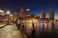 Boston Skyline by Night from East Boston, Massachusetts-Samuel Borges-Framed Photographic Print