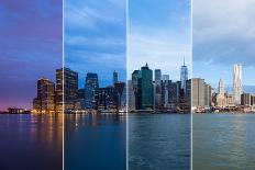 Montage of Manhattan Skyline Night to Day - New York - Usa-Samuel Borges-Laminated Photographic Print