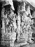 Carved Horse Pillars in Ranganatha Temple, Srirangam, 1869-Samuel Bourne-Photographic Print