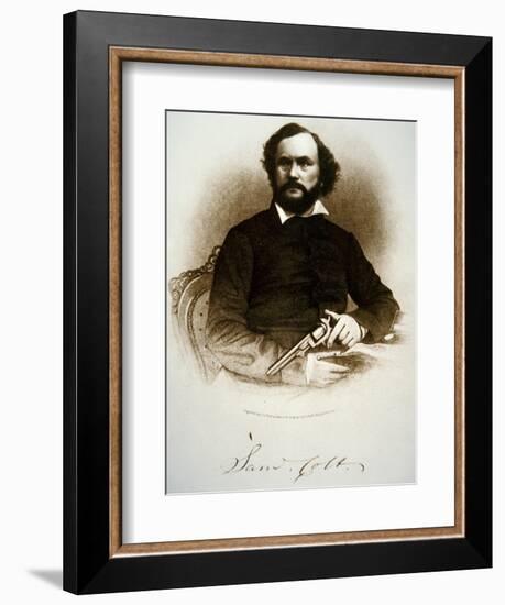 Samuel Colt Holding One of His Percussion Revolvers (Engraving)-American-Framed Giclee Print