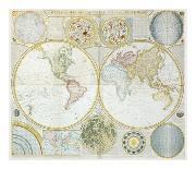 Stereographic Map of the Earth & the Moon-Samuel Dunn-Framed Art Print