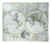 Stereographic Map of the Earth & the Moon-Samuel Dunn-Framed Art Print