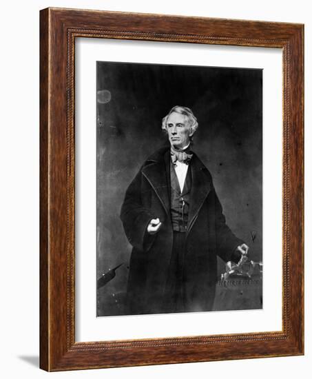 Samuel Morse and his recorder, 1857-Mathew Brady-Framed Photographic Print