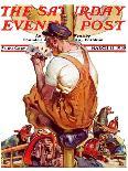 "Fireman with Winning Hand," Saturday Evening Post Cover, March 12, 1938-Samuel Nelson Abbott-Framed Premier Image Canvas