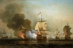 War of the Austrian Succession (1740-1748): the Bombing of Bastia (France), November 6, 1745. Oil O-Samuel Scott-Giclee Print