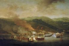 War of the Austrian Succession (1740-1748): the Bombing of Bastia (France), November 6, 1745. Oil O-Samuel Scott-Giclee Print