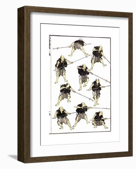 Samurai at Spear-Drill, 1817-Katsushika Hokusai-Framed Giclee Print