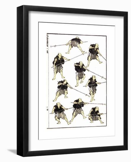 Samurai at Spear-Drill, 1817-Katsushika Hokusai-Framed Giclee Print