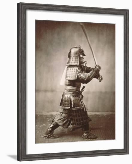 Samurai Brandishing Sword-null-Framed Art Print