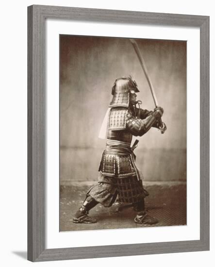 Samurai Brandishing Sword-null-Framed Art Print