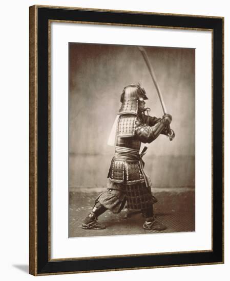 Samurai Brandishing Sword-null-Framed Art Print