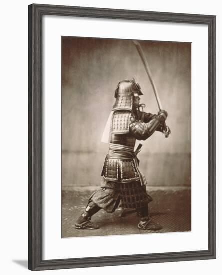 Samurai Brandishing Sword-null-Framed Art Print