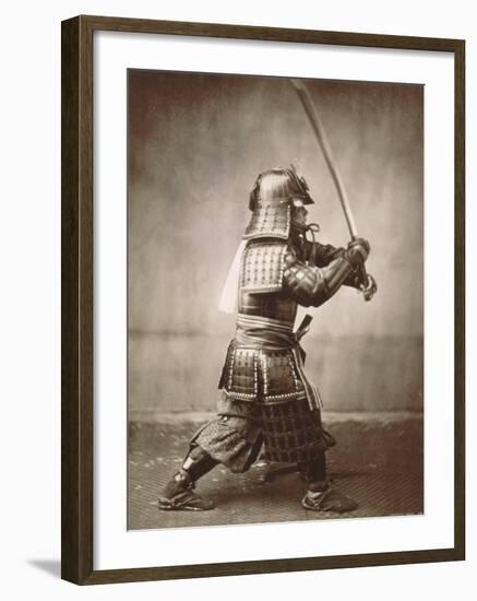 Samurai Brandishing Sword--Framed Art Print