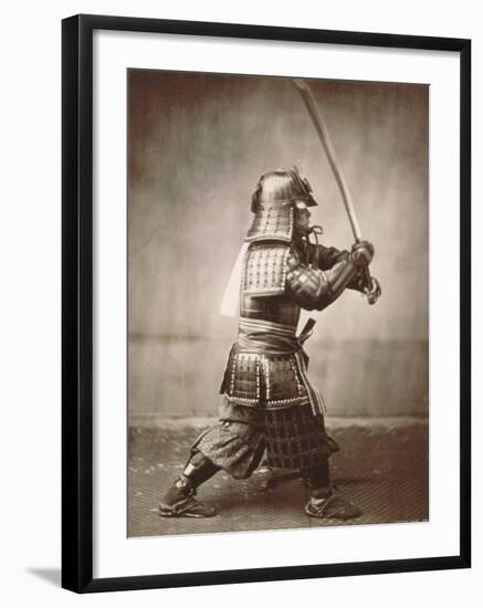 Samurai Brandishing Sword--Framed Art Print