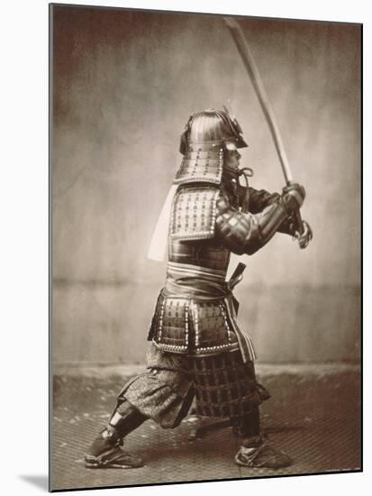 Samurai Brandishing Sword-null-Mounted Art Print