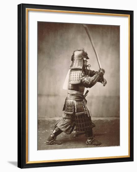 Samurai Brandishing Sword--Framed Art Print