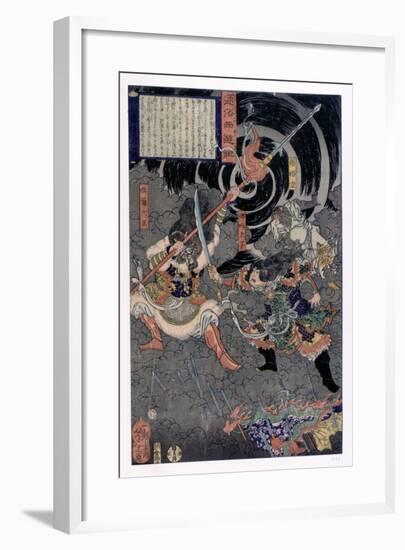 Samurai Fighting Against Monkeys, 19th Century-null-Framed Giclee Print