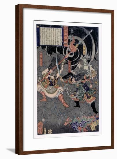 Samurai Fighting Against Monkeys, 19th Century-null-Framed Giclee Print