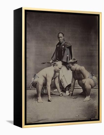 Samurai, Japanese Wrestlers and Tattooed Men, 1870's-90's-null-Framed Premier Image Canvas