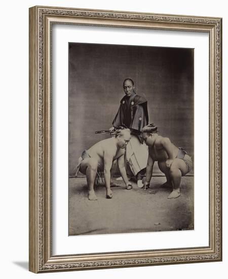 Samurai, Japanese Wrestlers and Tattooed Men, 1870's-90's-null-Framed Giclee Print