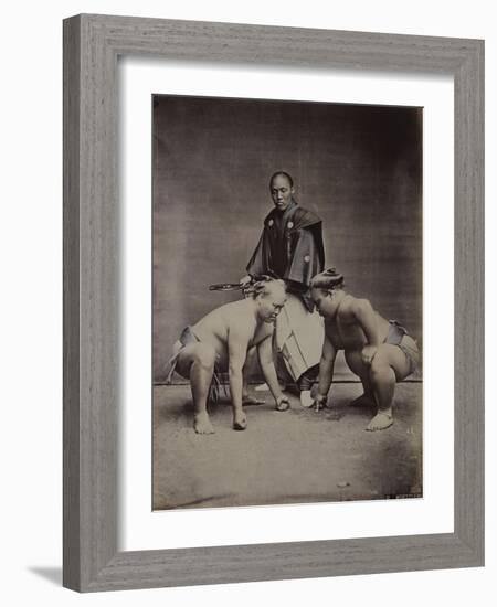 Samurai, Japanese Wrestlers and Tattooed Men, 1870's-90's-null-Framed Giclee Print