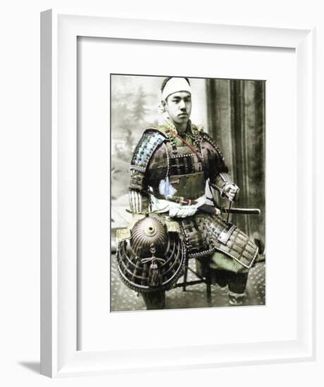 Samurai of Old Japan Armed with Full Body Armour, C.1880-null-Framed Photographic Print