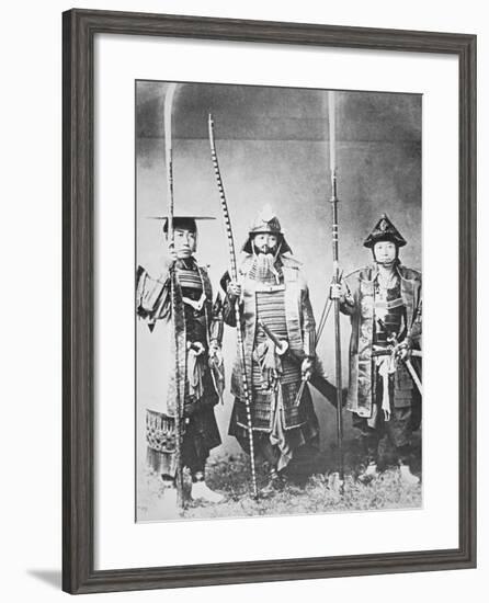 Samurai of Old Japan Armed with Long Bow, Pole Arms and Swords-null-Framed Photographic Print