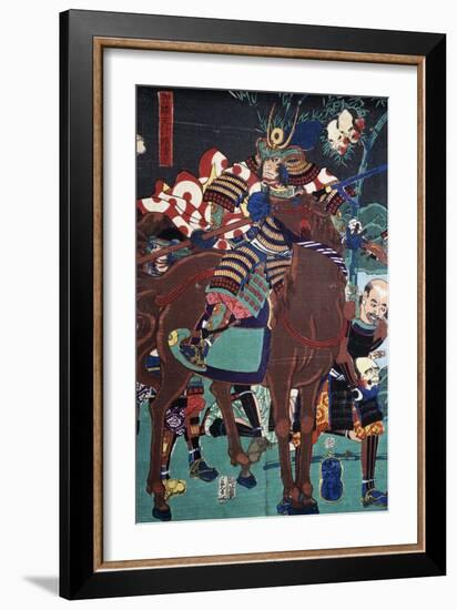 Samurai on Horseback Preparing to Go Battle-null-Framed Giclee Print