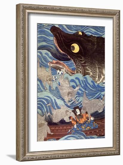 Samurai on the Small Boat-Kuniyoshi Utagawa-Framed Giclee Print