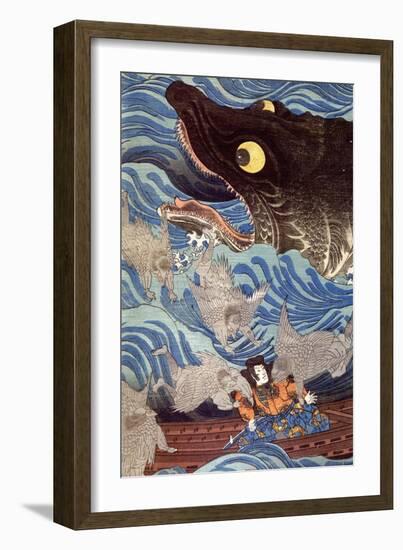 Samurai on the Small Boat-Kuniyoshi Utagawa-Framed Giclee Print