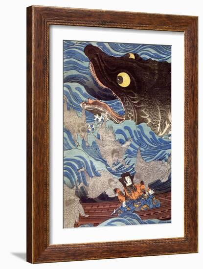 Samurai on the Small Boat-Kuniyoshi Utagawa-Framed Giclee Print