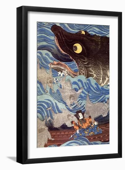 Samurai on the Small Boat-Kuniyoshi Utagawa-Framed Giclee Print