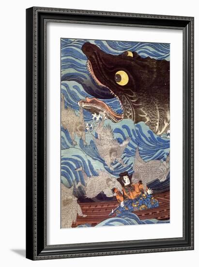 Samurai on the Small Boat-Kuniyoshi Utagawa-Framed Giclee Print