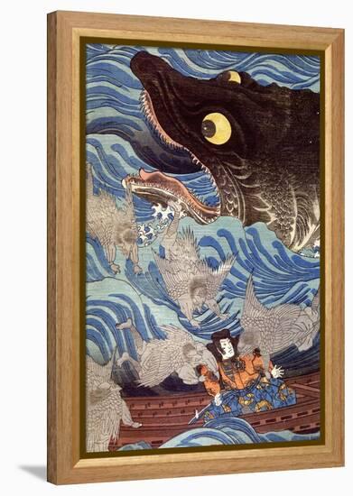 Samurai on the Small Boat-Kuniyoshi Utagawa-Framed Premier Image Canvas