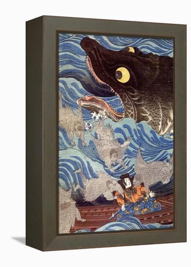 Samurai on the Small Boat-Kuniyoshi Utagawa-Framed Premier Image Canvas