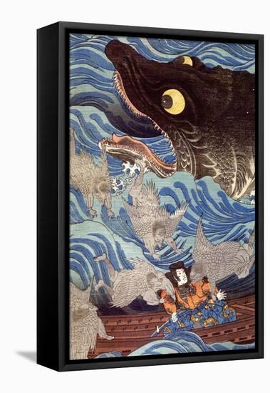 Samurai on the Small Boat-Kuniyoshi Utagawa-Framed Premier Image Canvas