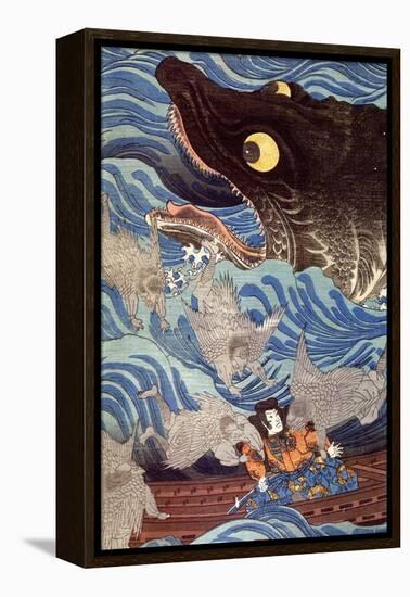 Samurai on the Small Boat-Kuniyoshi Utagawa-Framed Premier Image Canvas