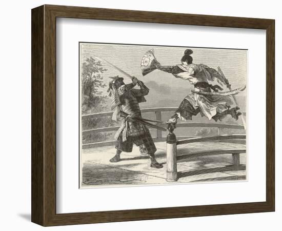 Samurai Warriers Fighting-null-Framed Art Print