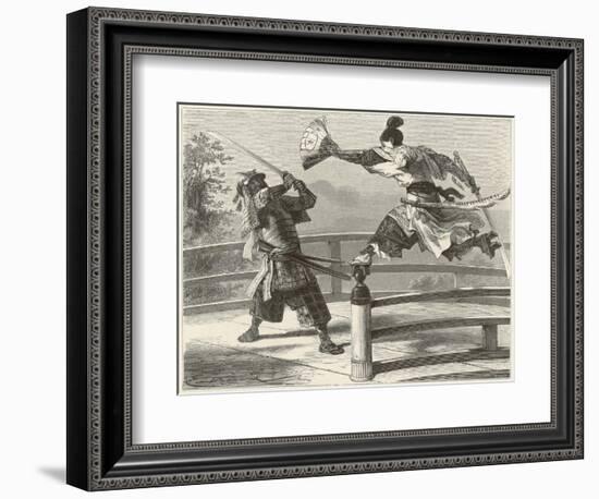 Samurai Warriers Fighting-null-Framed Art Print