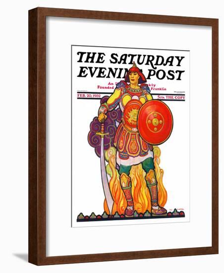 "Samurai Warrior," Saturday Evening Post Cover, February 20, 1932-Henry Soulen-Framed Premium Giclee Print