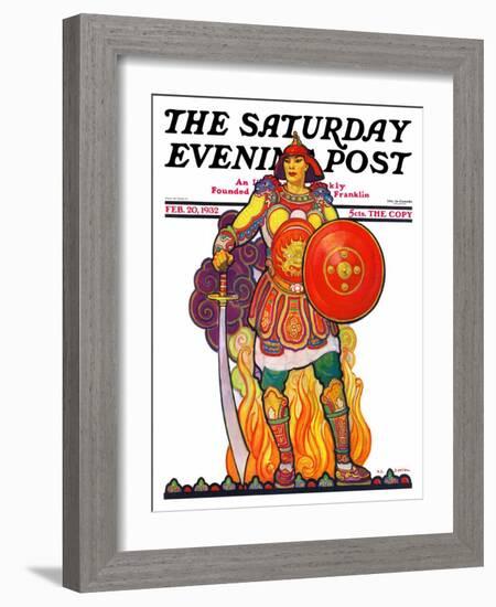 "Samurai Warrior," Saturday Evening Post Cover, February 20, 1932-Henry Soulen-Framed Giclee Print