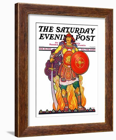 "Samurai Warrior," Saturday Evening Post Cover, February 20, 1932-Henry Soulen-Framed Giclee Print