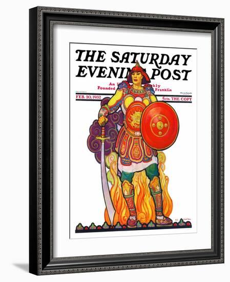 "Samurai Warrior," Saturday Evening Post Cover, February 20, 1932-Henry Soulen-Framed Giclee Print