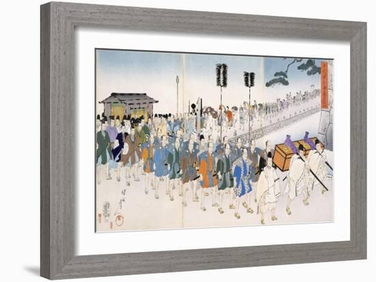 Samurai Warriors on the March (Colour Woodblock Print)-Japanese-Framed Giclee Print